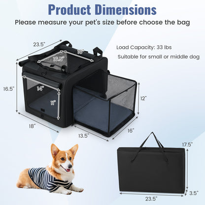 Portable Foldable Pet Carrying Bag with 2 Openings and Comfy Cushion-S, Black Dog Supplies at Gallery Canada