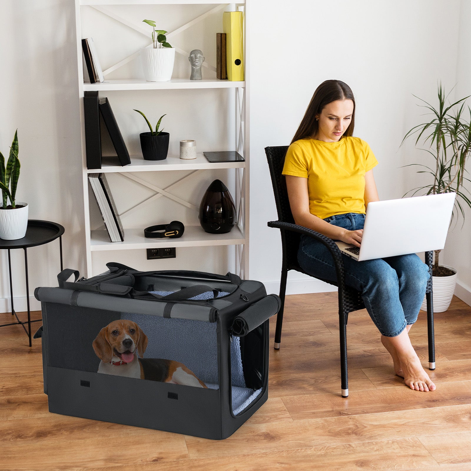 Portable Foldable Pet Carrying Bag with 2 Openings and Comfy Cushion-M, Black Dog Supplies at Gallery Canada