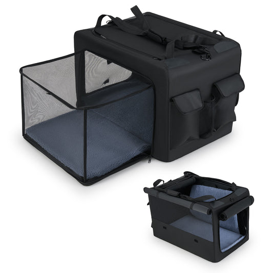 Portable Foldable Pet Carrier Bag, 2 Openings, Comfy Cushion, M, Black Dog Supplies Black at Gallery Canada