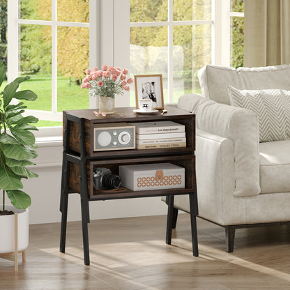 2 Pieces Stackable Night Stand Bedside End Table Set, Rustic Brown Nightstands at Gallery Canada