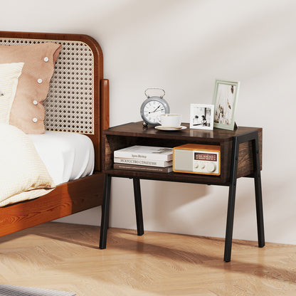 2 Pieces Stackable Night Stand Bedside End Table Set, Rustic Brown Nightstands at Gallery Canada