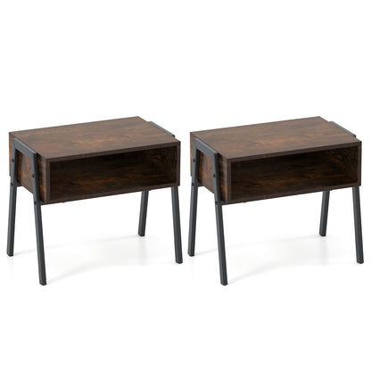 Stackable Night Stand Set, 2 Pieces, Rustic Brown Nightstands Rustic Brown at Gallery Canada