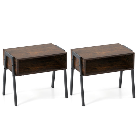 Stackable Night Stand Set, 2 Pieces, Rustic Brown Nightstands Rustic Brown at Gallery Canada