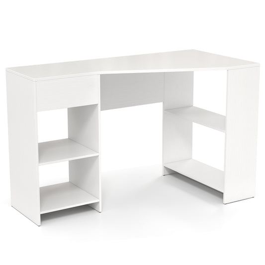 48 Inches L-Shaped Corner Executive Computer Desk With Drawer, White Computer Desks White at Gallery Canada