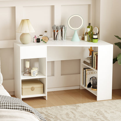 48 Inches L Shaped Corner Executive Computer Desk with Drawer, White Computer Desks at Gallery Canada