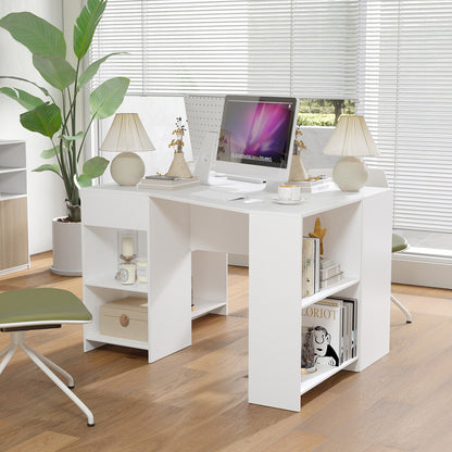 48 Inches L Shaped Corner Executive Computer Desk with Drawer, White Computer Desks at Gallery Canada