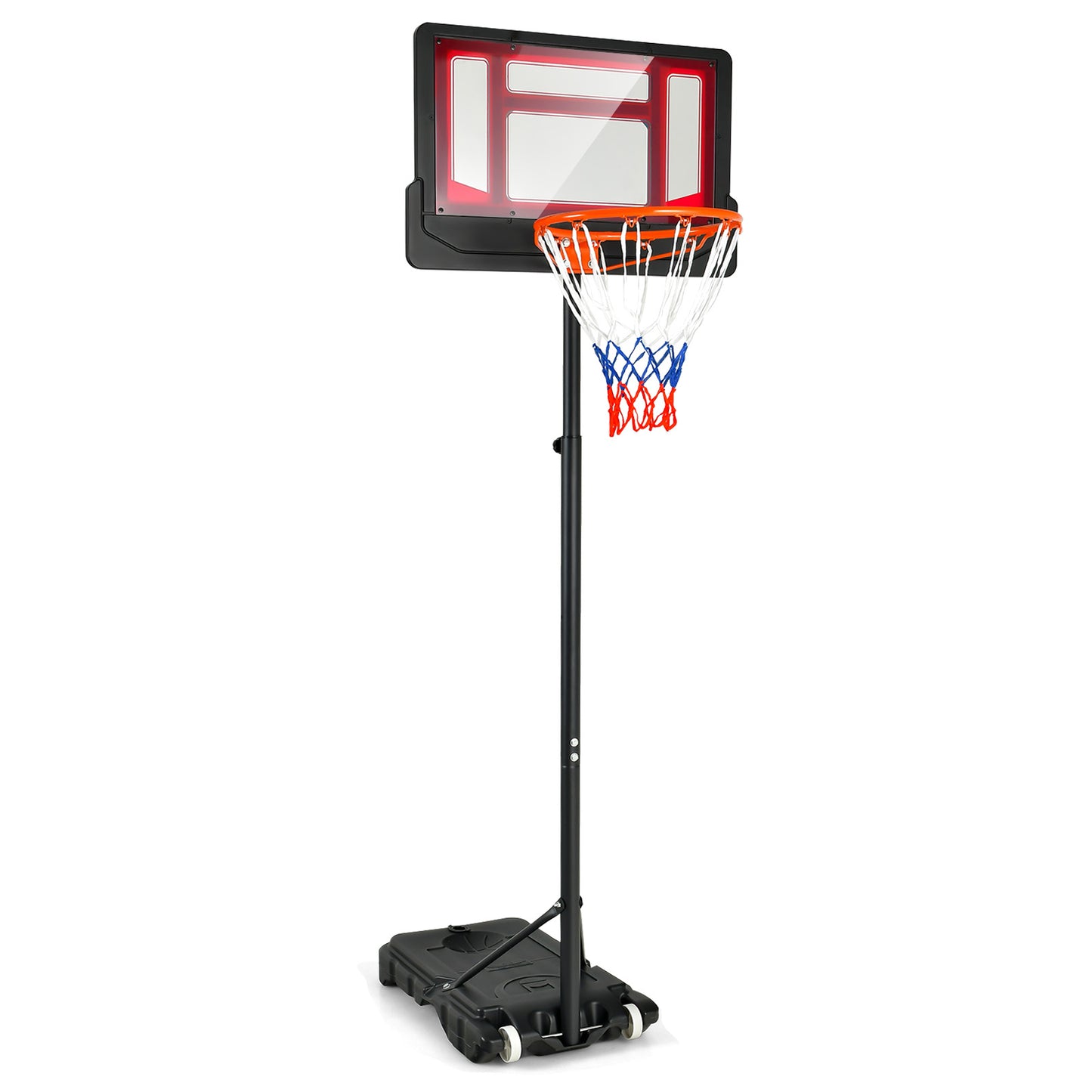 4.3-8.2 FT Portable Basketball Hoop with Adjustable Height and Wheels, Black & Red Sport Equipments Black & Red at Gallery Canada