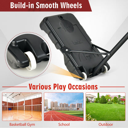 4.3-8.2 FT Portable Basketball Hoop with Adjustable Height and Wheels, Black & Red Sport Equipments at Gallery Canada