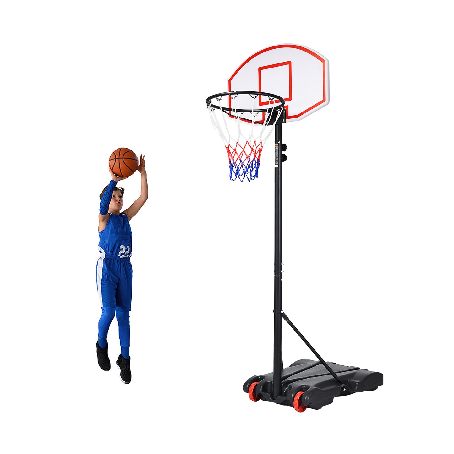 Adjustable Basketball Hoop System Stand with Wheels, Black Sport Equipments at Gallery Canada