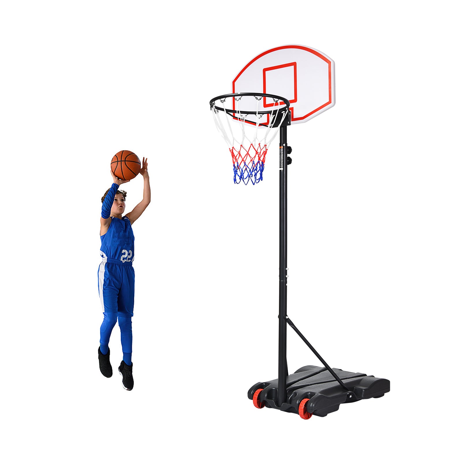 Adjustable Basketball Hoop System Stand with Wheels, Black Sport Equipments at Gallery Canada