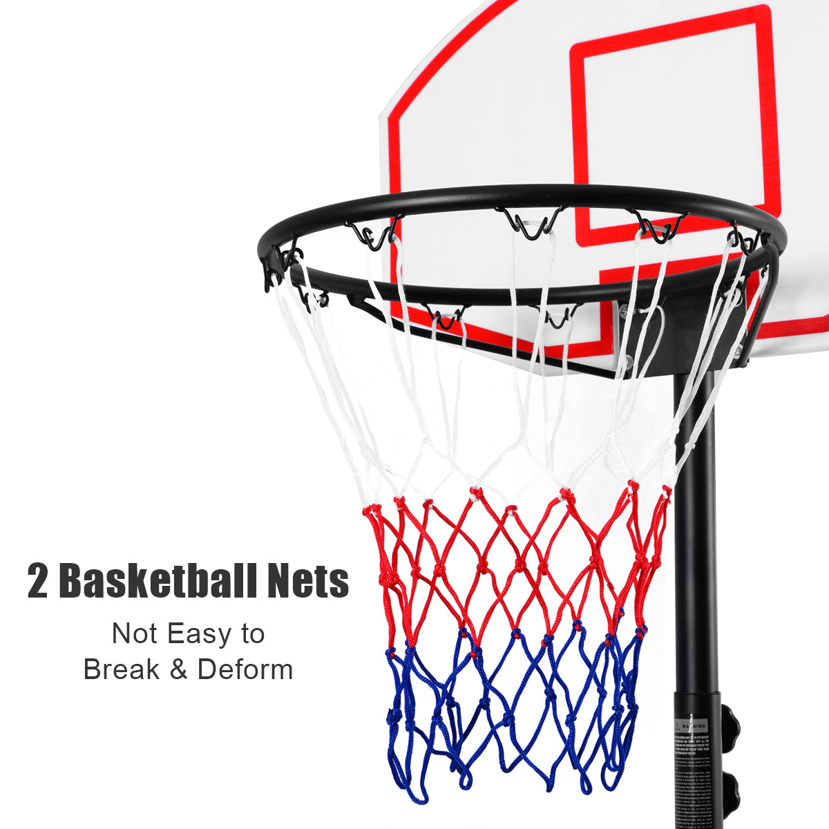 Adjustable Basketball Hoop System Stand with Wheels, Black Sport Equipments at Gallery Canada