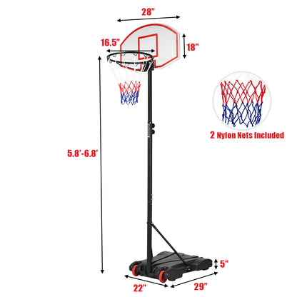 Adjustable Basketball Hoop System Stand with Wheels, Black Sport Equipments at Gallery Canada