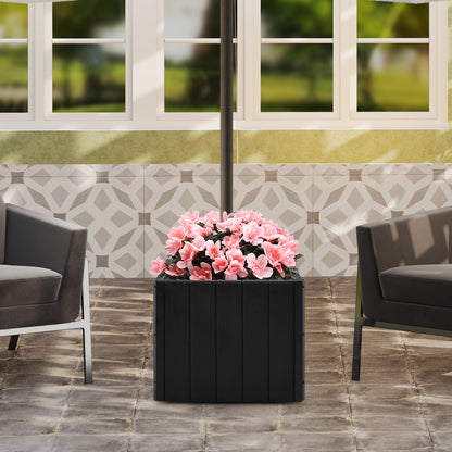 2-in-1 Outdoor Umbrella Base Planter Patio Umbrella Stand with Flower Box, Black Outdoor Umbrella Bases at Gallery Canada