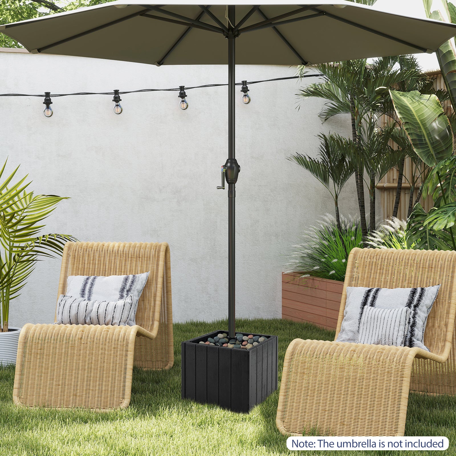 2-in-1 Outdoor Umbrella Base Planter Patio Umbrella Stand with Flower Box, Black Outdoor Umbrella Bases at Gallery Canada