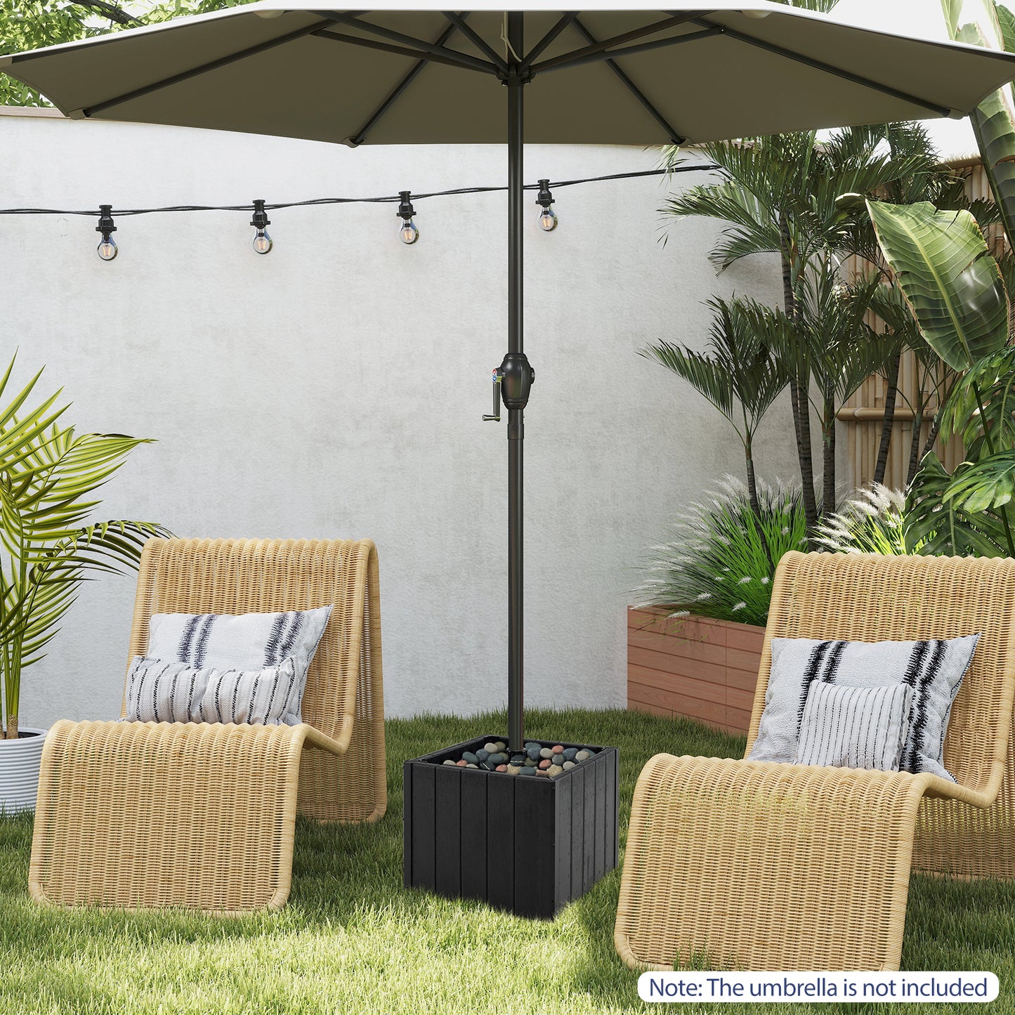 2-in-1 Outdoor Umbrella Base Planter Patio Umbrella Stand with Flower Box, Black Outdoor Umbrella Bases at Gallery Canada