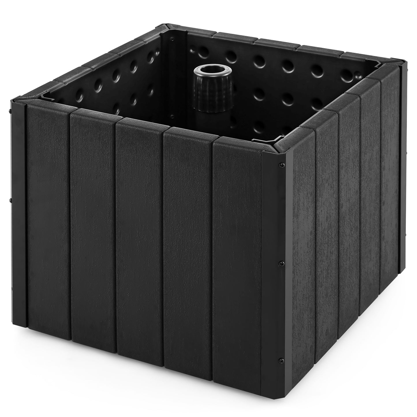 2-in-1 Outdoor Umbrella Base Planter Patio Umbrella Stand with Flower Box, Black Outdoor Umbrella Bases Black at Gallery Canada