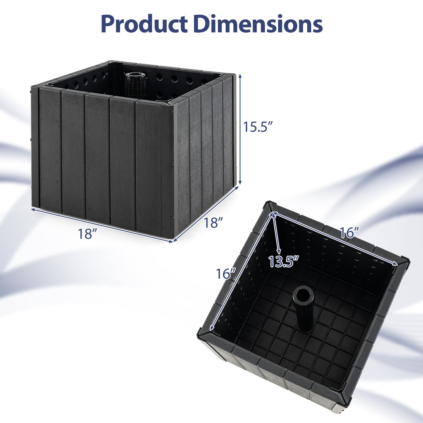 2-in-1 Outdoor Umbrella Base Planter Patio Umbrella Stand with Flower Box, Black Outdoor Umbrella Bases at Gallery Canada