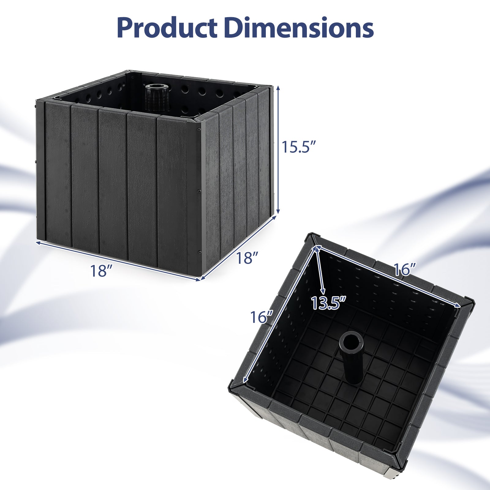 2-in-1 Outdoor Umbrella Base Planter Patio Umbrella Stand with Flower Box, Black Outdoor Umbrella Bases at Gallery Canada