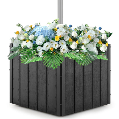 2-in-1 Outdoor Umbrella Base Planter Patio Umbrella Stand with Flower Box, Black Outdoor Umbrella Bases at Gallery Canada