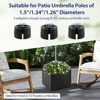 2-in-1 Outdoor Umbrella Base Planter Patio Umbrella Stand with Flower Box, Black Outdoor Umbrella Bases at Gallery Canada