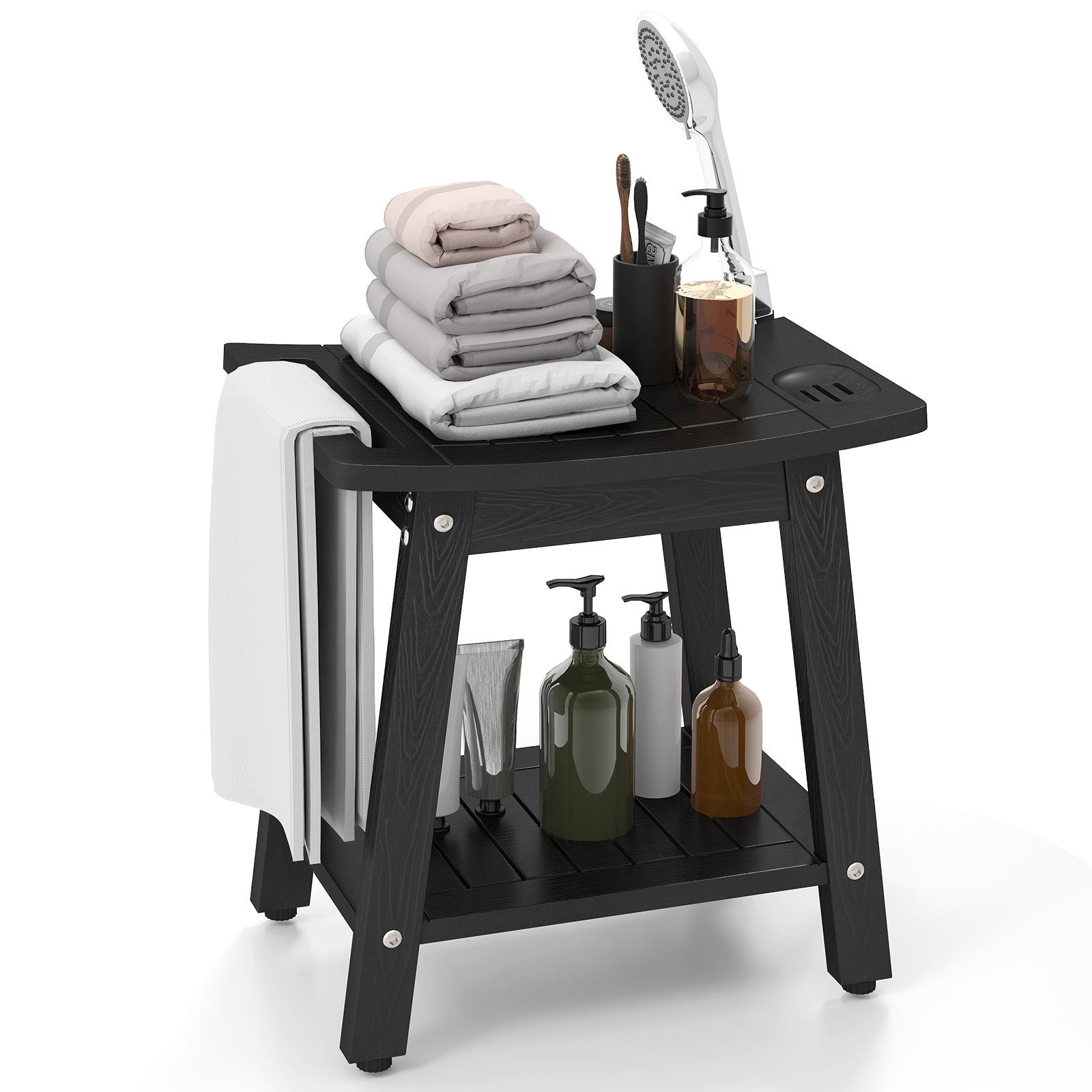 HIPS Shower Bench Seat with Handle Shower Head, Black Bath Safety at Gallery Canada