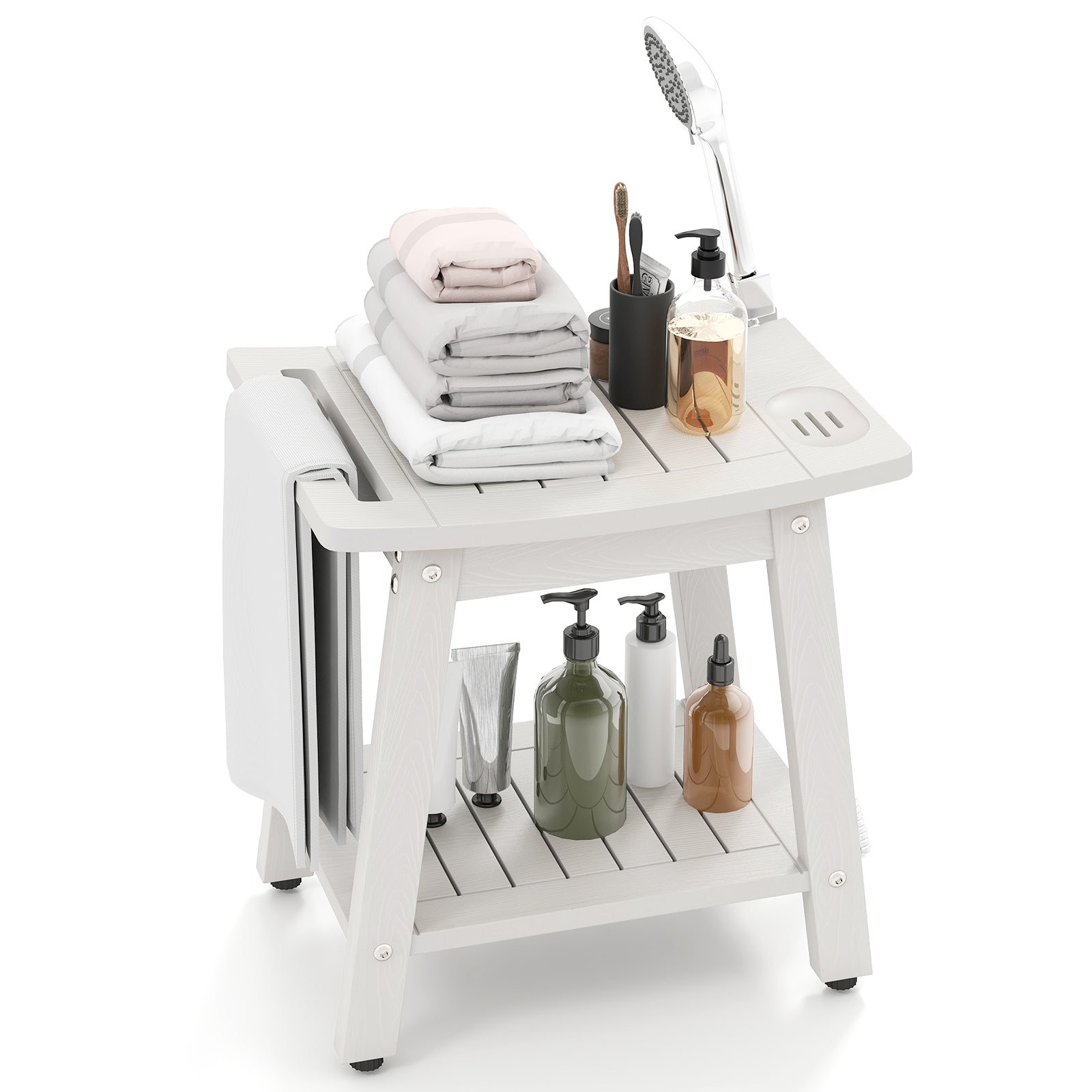 HIPS Shower Bench Seat with Handle Shower Head, White Bath Safety at Gallery Canada