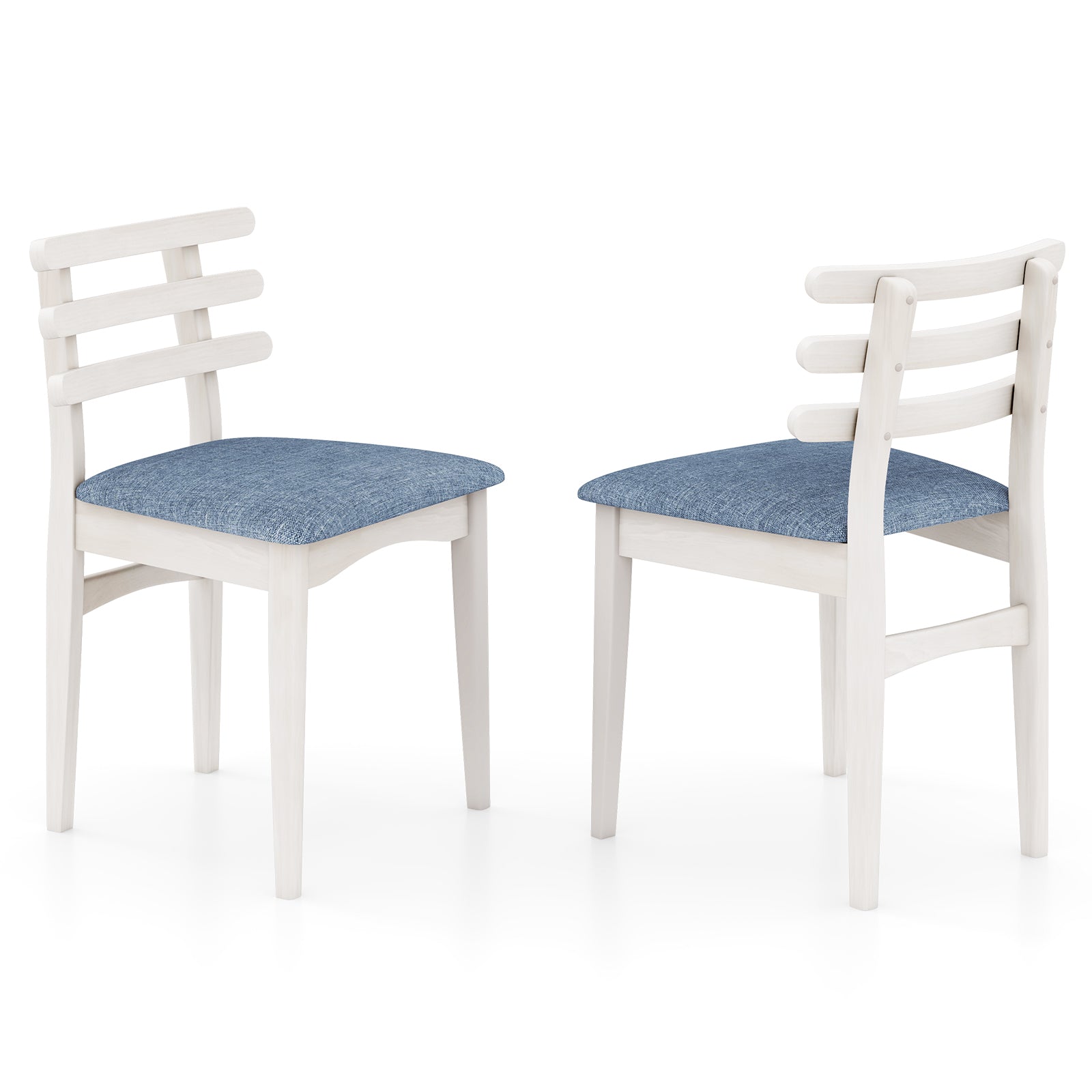 Fabric Kitchen Side Chairs with Rubber Wood Frame and Padded Seat, White Dining Chairs at Gallery Canada