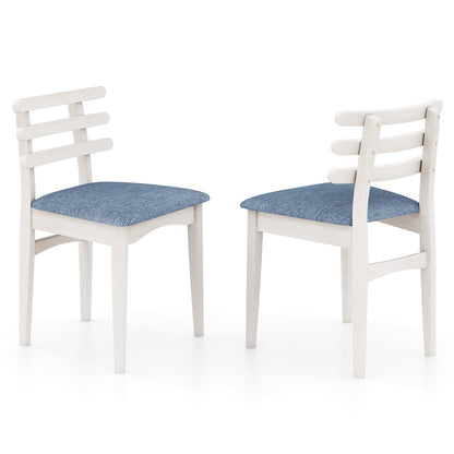 Fabric Kitchen Side Chairs with Rubber Wood Frame and Padded Seat, White Dining Chairs at Gallery Canada