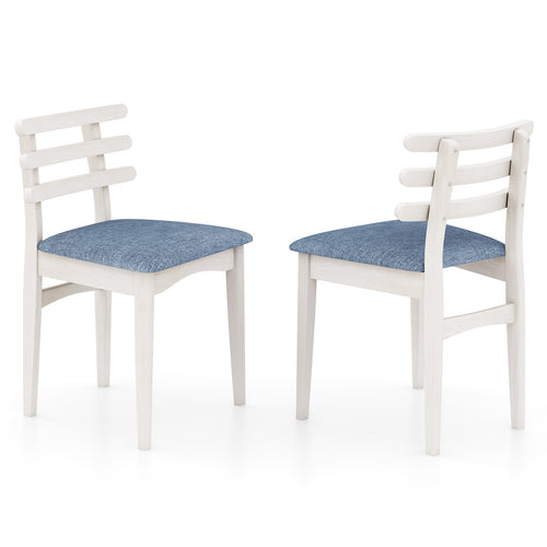 Fabric Kitchen Side Chairs, Rubber Wood Frame, Padded Seat, White
