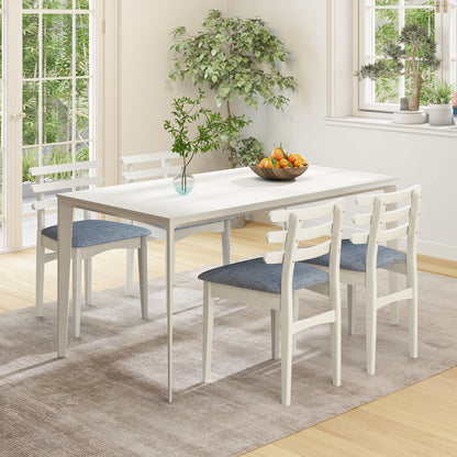 Fabric Kitchen Side Chairs with Rubber Wood Frame and Padded Seat, White Dining Chairs at Gallery Canada
