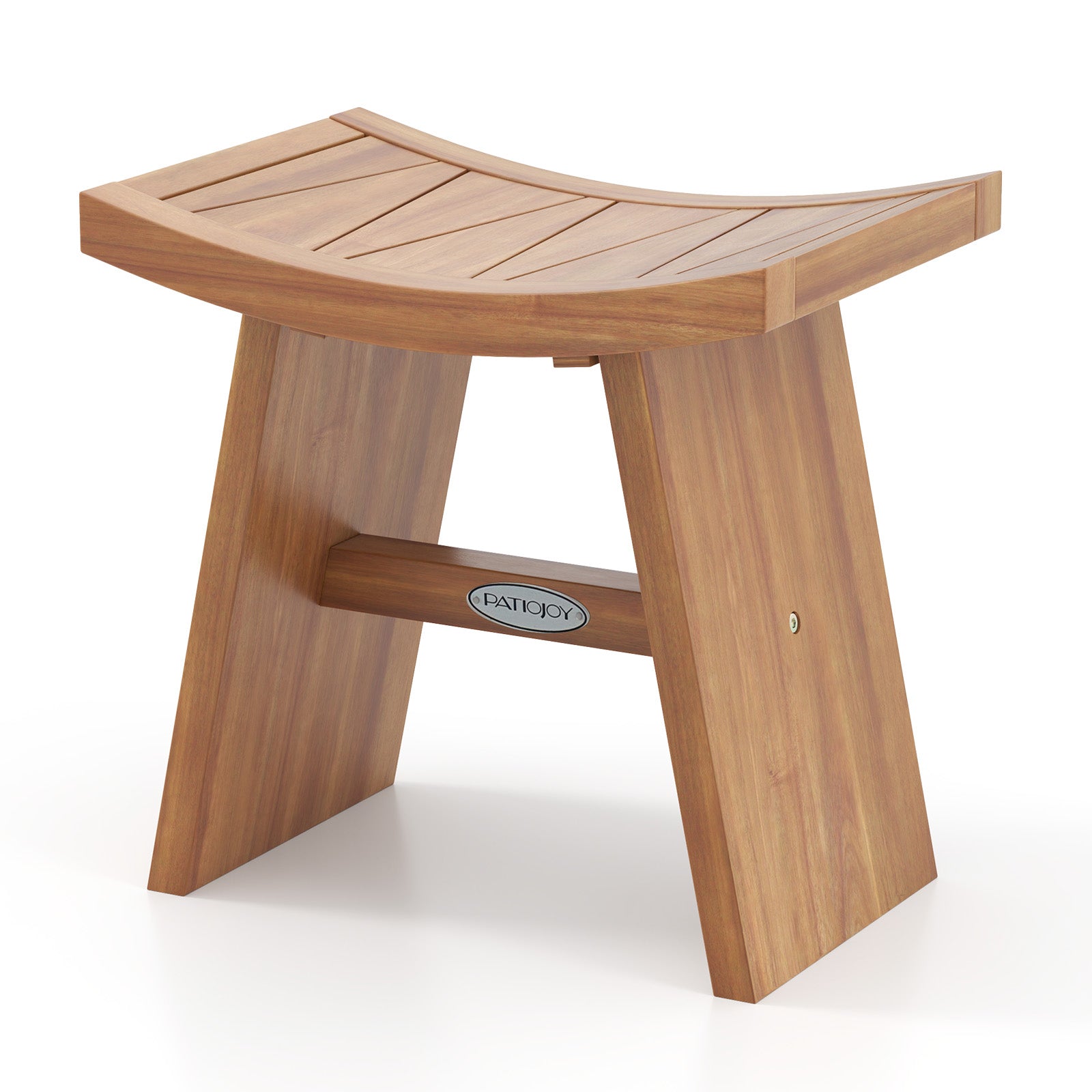 18 Inch Teak Wood Shower Bench, Curved Seat, Natural Bath Safety at Gallery Canada