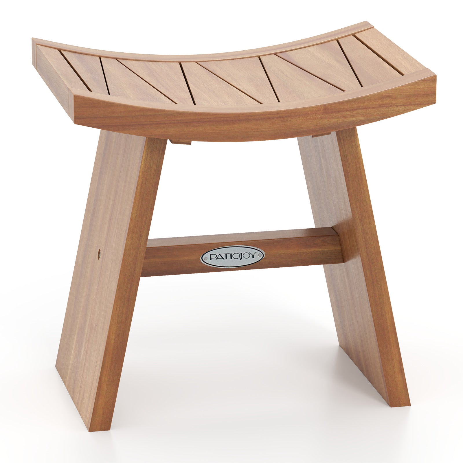 18 Inch Teak Wood Shower Bench, Curved Seat, Natural Bath Safety at Gallery Canada
