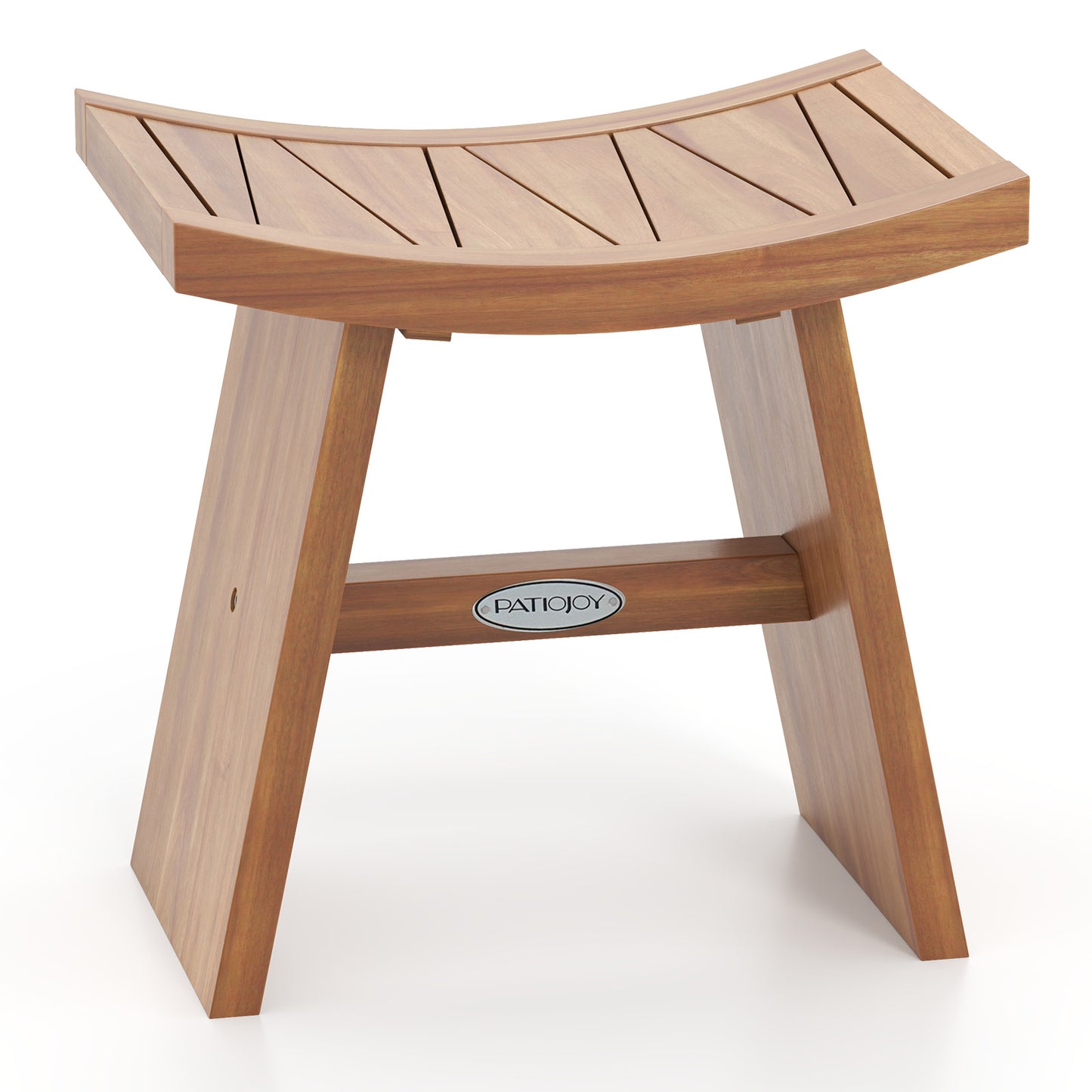 18 Inch Teak Wood Shower Bench, Curved Seat, Natural Bath Safety at Gallery Canada