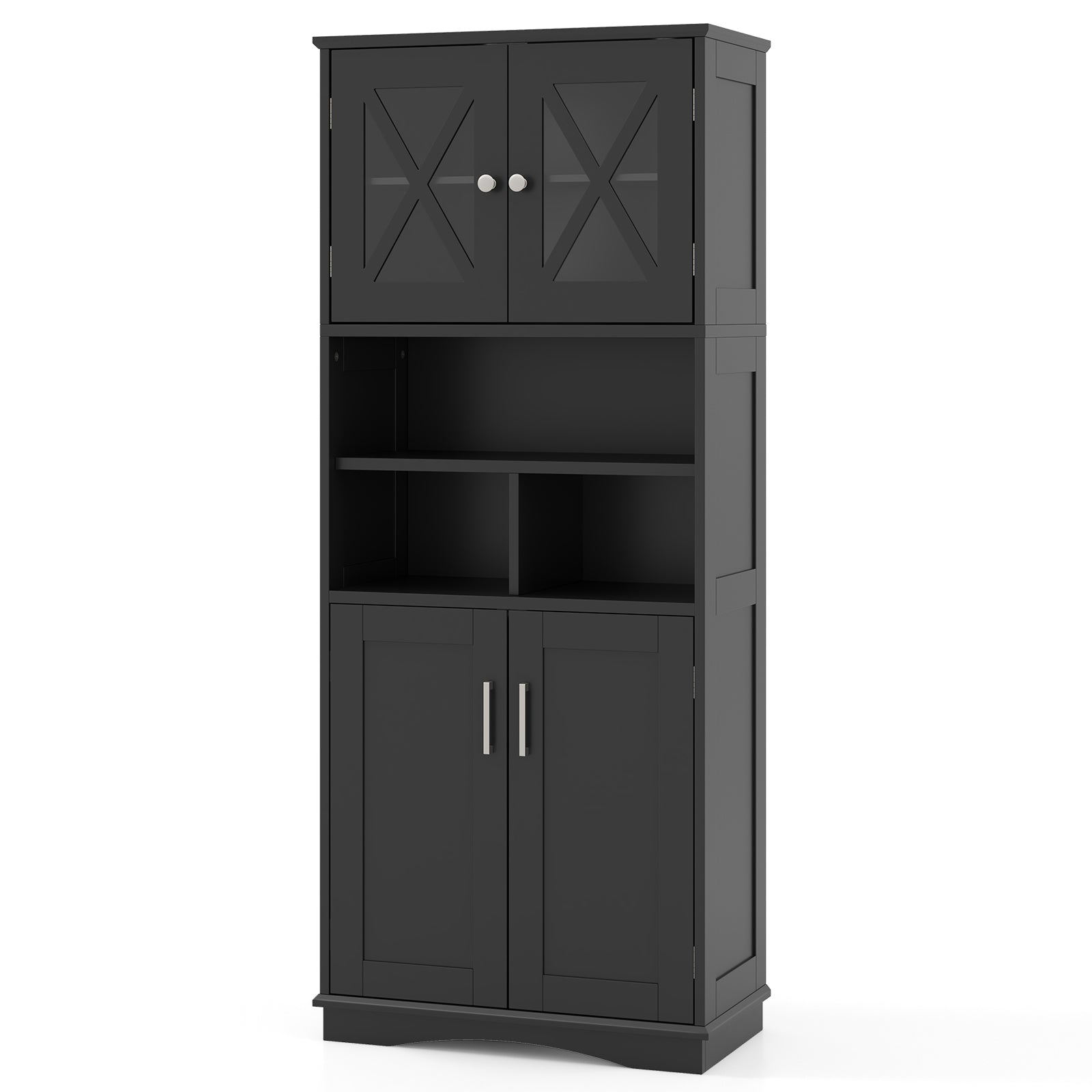Tall Bathroom Cabinet Large Floor Storage Cabinet with Acrylic Doors and 3 Cubes, Black Floor Cabinets at Gallery Canada