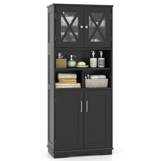 Tall Bathroom Cabinet, Large Floor Storage, Acrylic Doors, 3 Cubes, Black Floor Cabinets Black at Gallery Canada