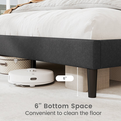 Twin/Full/Queen Size Upholstered Platform Bed Frame with High Headboard-Queen Size, Gray Simple Bed Frame at Gallery Canada