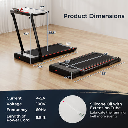 3-in-1 Folding Treadmill with Large Desk and LCD Display, Black Treadmills at Gallery Canada
