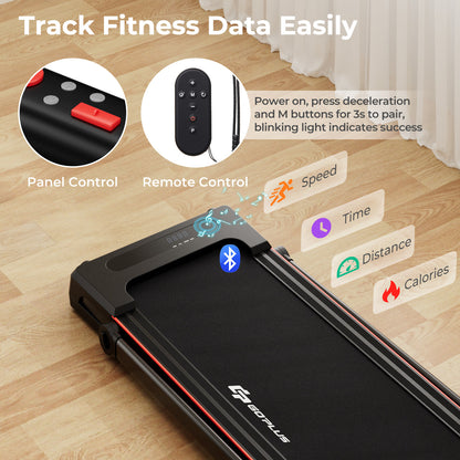 3-in-1 Folding Treadmill with Large Desk and LCD Display, Black Treadmills at Gallery Canada