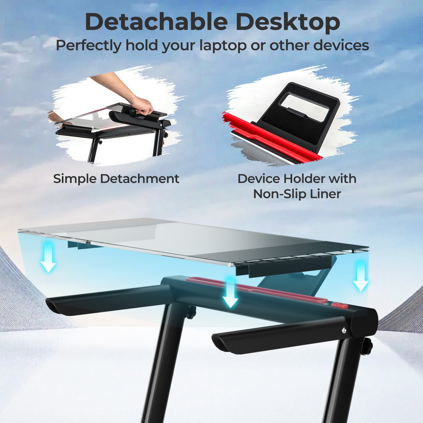 3-in-1 Folding Treadmill with Large Desk and LCD Display, Black Treadmills at Gallery Canada