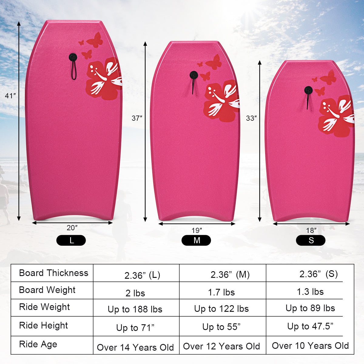Lightweight Bodyboard, EPS Core, IXPE-L, Pink Surfing at Gallery Canada