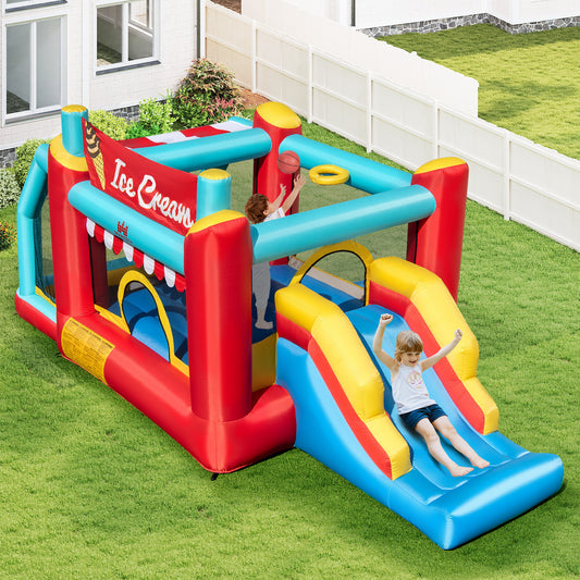 5-in-1 Ice Cream Inflatable Bounce House with Ball Pit and Slide with 480W Blower, Multicolor Bounce House Multicolor at Gallery Canada
