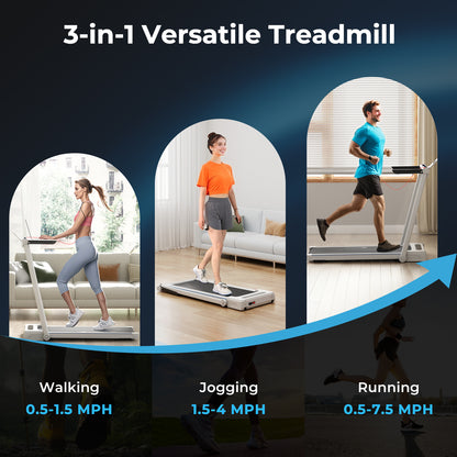 2.25HP 3-in-1 Folding Treadmill with Table Speaker Remote Control, White Treadmills at Gallery Canada