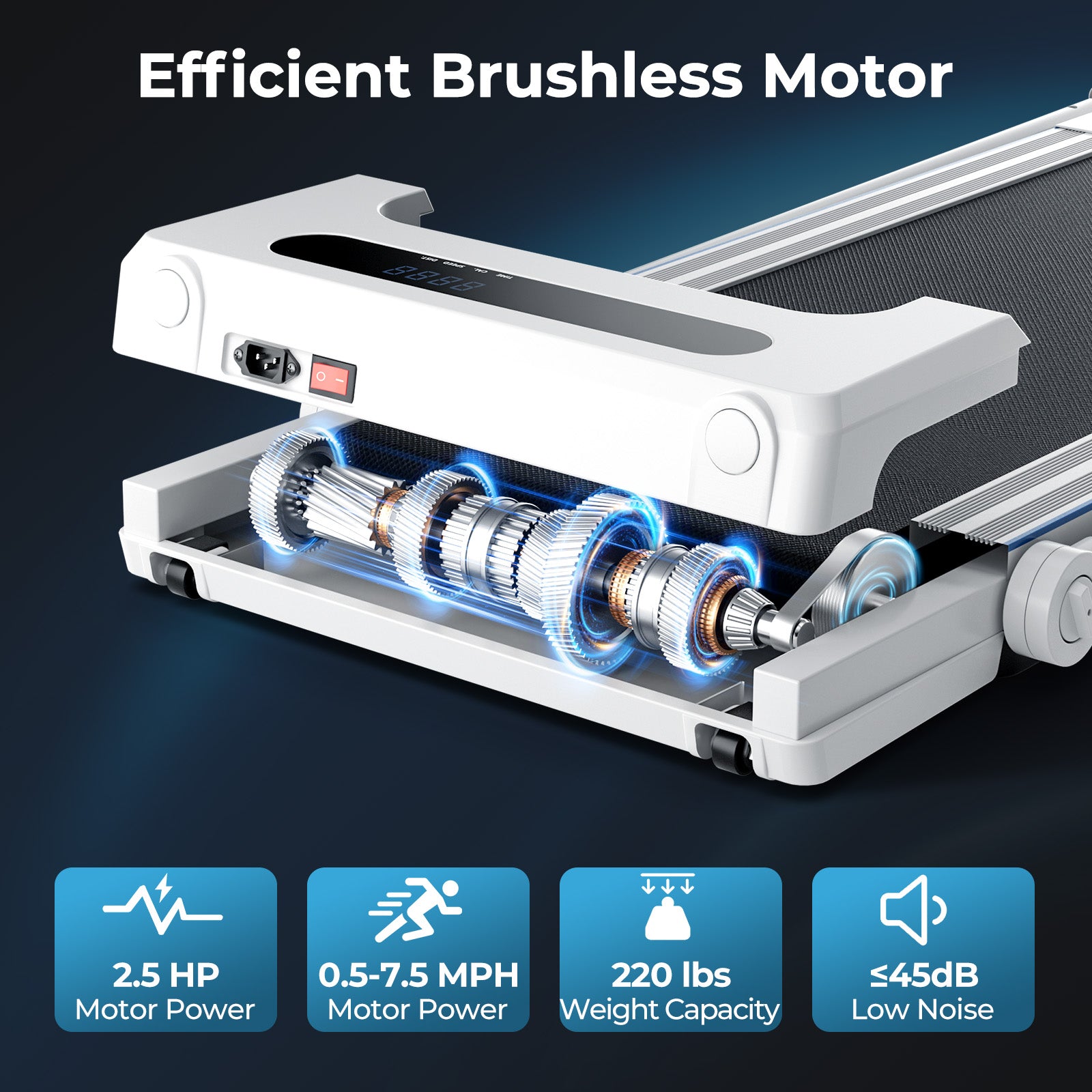 2.25HP 3-in-1 Folding Treadmill with Table Speaker Remote Control, White Treadmills at Gallery Canada