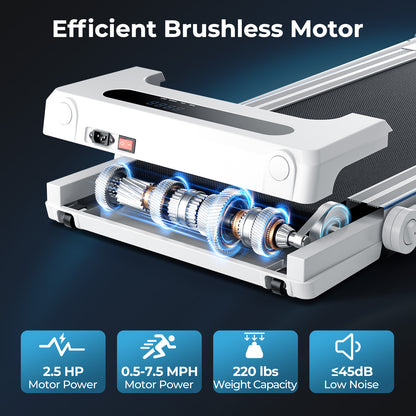 2.25HP 3-in-1 Folding Treadmill with Table Speaker Remote Control, White Treadmills at Gallery Canada