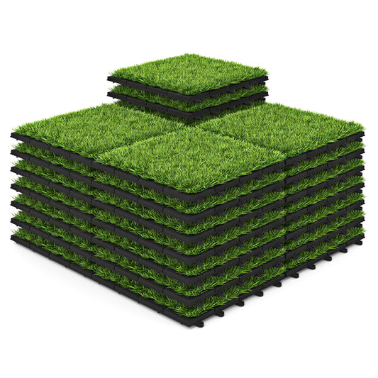 30 PCS Interlocking Artificial Grass Tiles, Green Decorative Fencing & Flooring Green at Gallery Canada