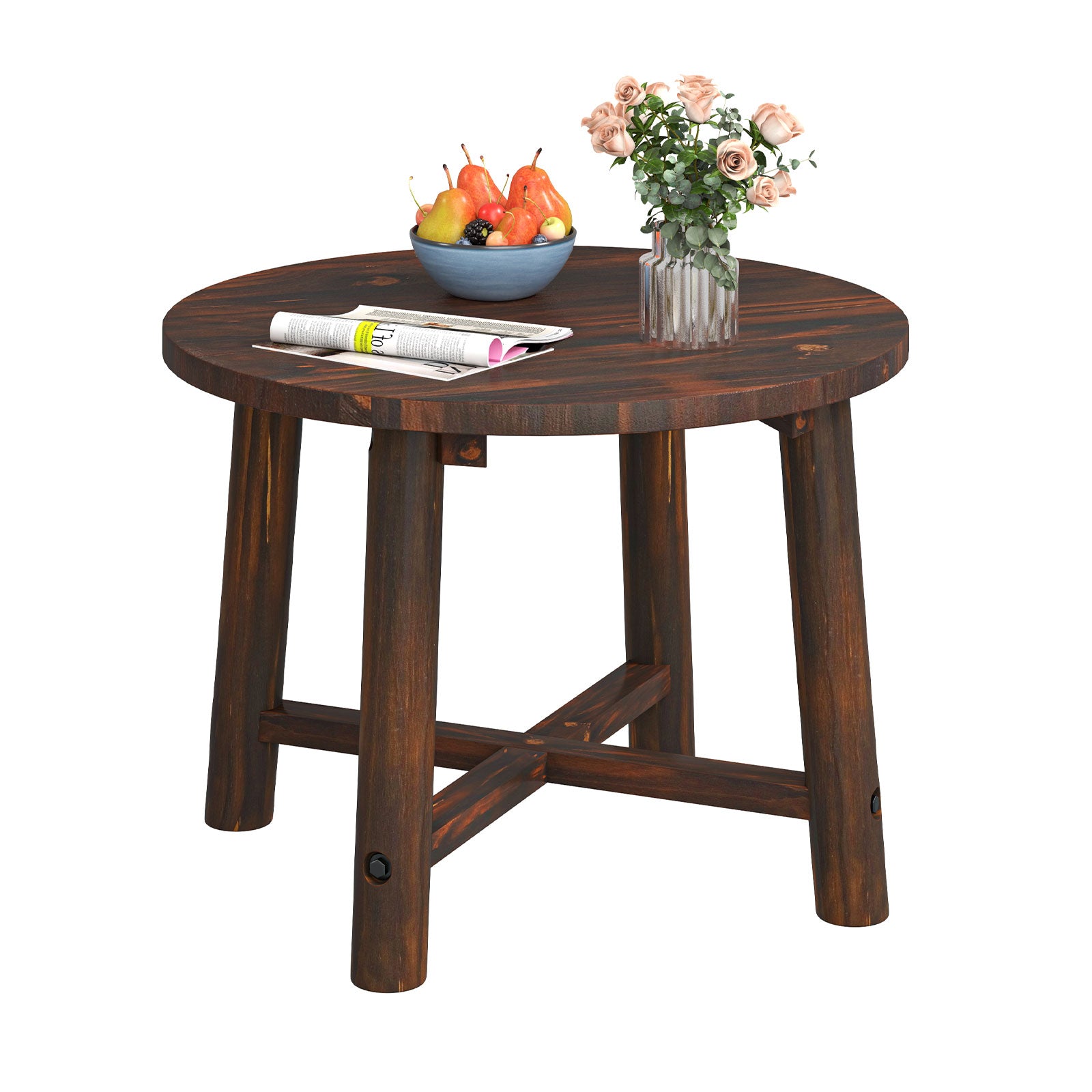 Patio End Table with Solid Wood Structure for Garden Deck Poolside and Indoors, Brown Patio Coffee Tables Brown at Gallery Canada