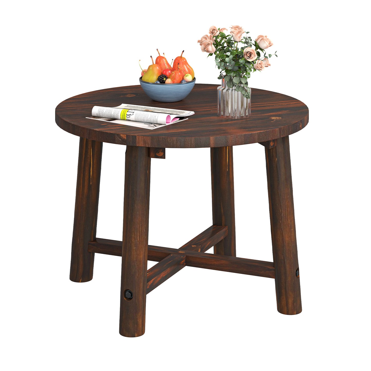 Patio End Table with Solid Wood Structure for Garden Deck Poolside and Indoors, Brown Patio Coffee Tables at Gallery Canada