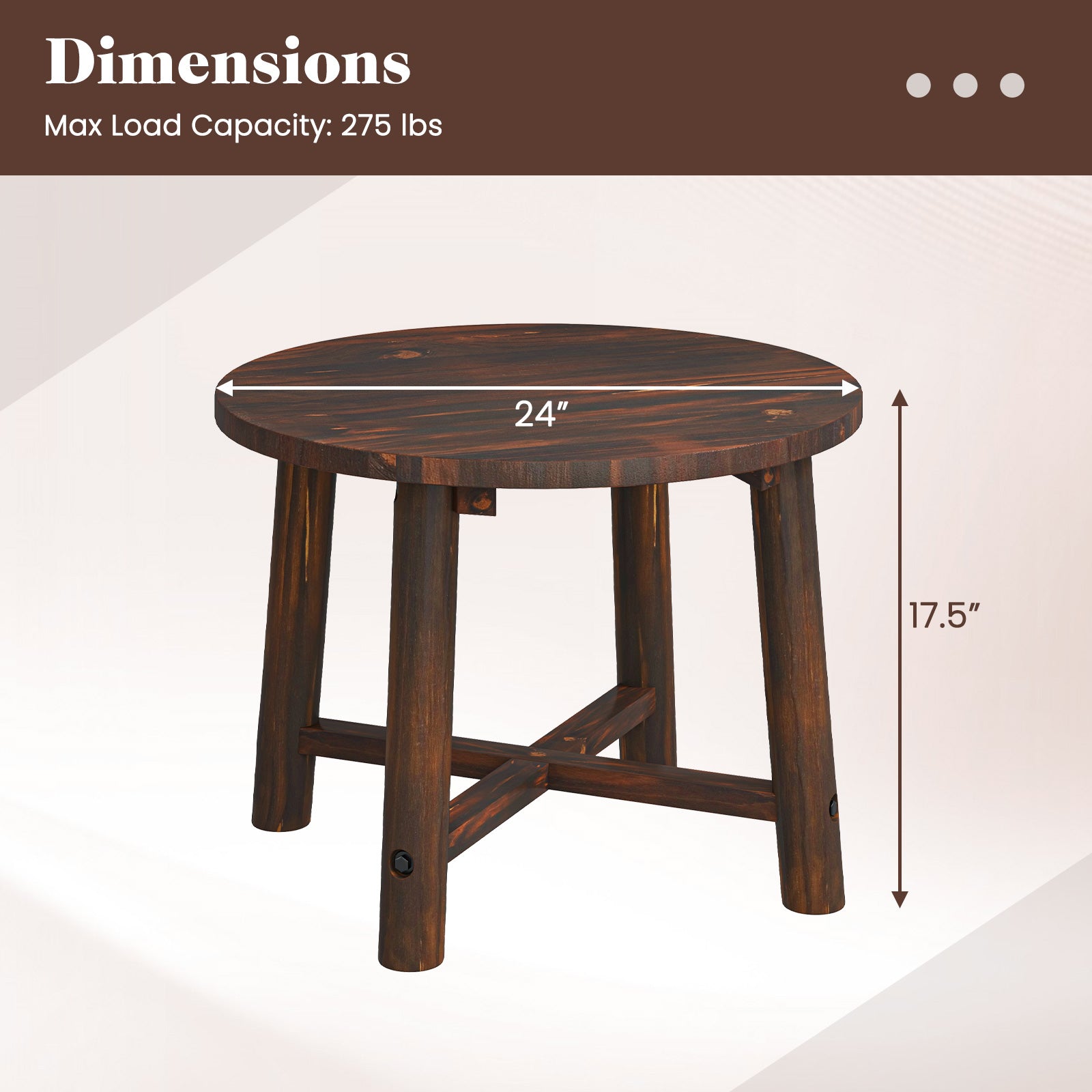 Patio End Table with Solid Wood Structure for Garden Deck Poolside and Indoors, Brown Patio Coffee Tables at Gallery Canada