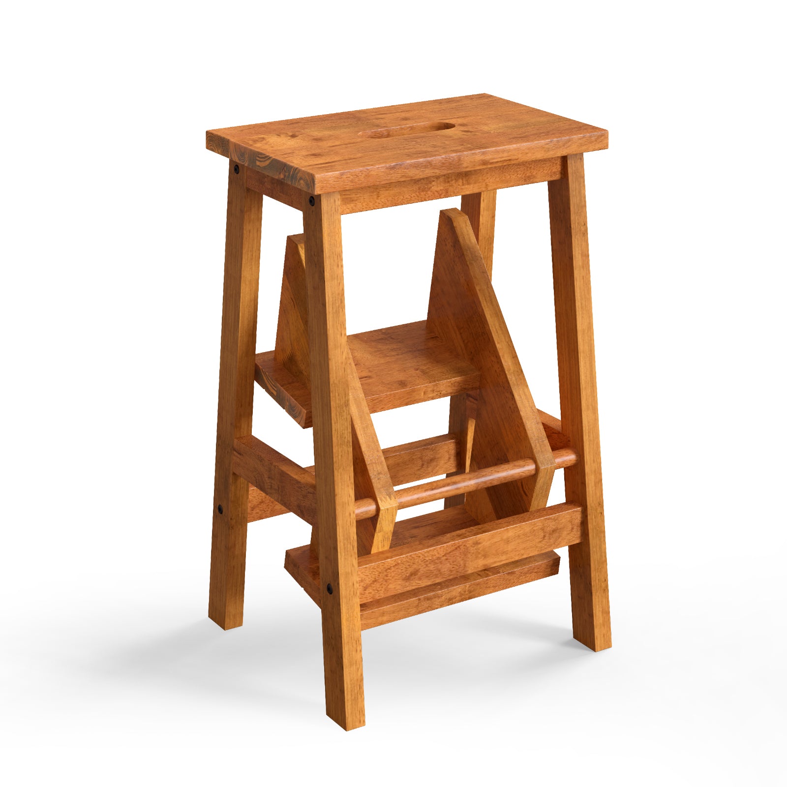 3-in-1 Rubber Wood Step Stool with Convenient Handle, Coffee Kitchen Utensils at Gallery Canada