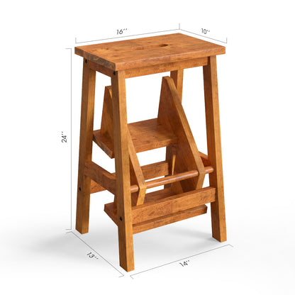 3-in-1 Rubber Wood Step Stool with Convenient Handle, Coffee Kitchen Utensils at Gallery Canada